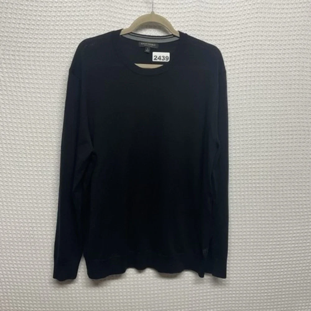 NWOT‎ Banana Republic Black CrewNeck Sweater Pullover Preppy Men XL China Wool